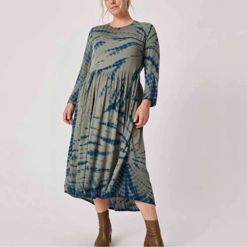Anthropologie Dolan Left Coast Eliska Tie-Dye Jersey Midi Smocked Dress sz XS